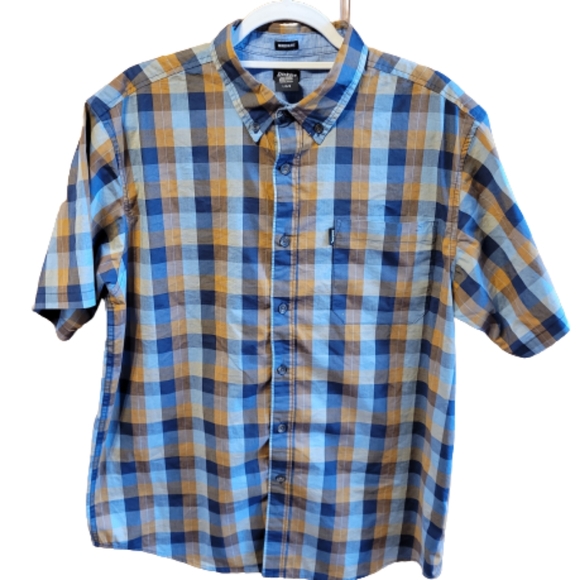 Dickies Other - Dickies Plaid Button-Down Modern Fit Shirt  Short-sleeve Blue Brown  Men's Large